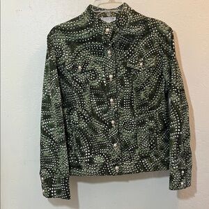 St. John Sport by Marie Gray Green Studded Jean Jacket